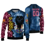 Personalized Barcelona Skull Collage Blue Sweater Best Selling