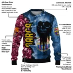 Personalized Barcelona Skull Collage Blue Sweater Best Selling