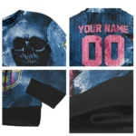 Personalized Barcelona Skull Collage Blue Sweater Best Selling