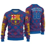 Personalized Barcelona Snowflake Matrix Blue Sweater Best Selling