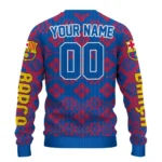Personalized Barcelona Snowflake Matrix Blue Sweater Best Selling