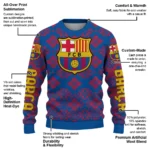 Personalized Barcelona Snowflake Matrix Blue Sweater Best Selling