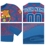 Personalized Barcelona Snowflake Matrix Blue Sweater Best Selling