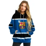 Personalized Barcelona Striped Pattern Blue Hoodie Best Selling