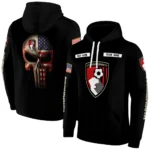 Personalized Bournemouth Punisher Skull Black Hoodie Best Selling