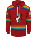Personalized Bournemouth Rainbow Stripes Red Hoodie Best Selling