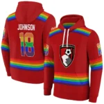 Personalized Bournemouth Rainbow Stripes Red Hoodie Best Selling