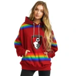 Personalized Bournemouth Rainbow Stripes Red Hoodie Best Selling