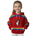 Personalized Bournemouth Rainbow Stripes Red Hoodie Best Selling