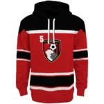 Personalized Bournemouth Striped Pattern Red Hoodie Best Selling