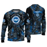 Personalized Brighton Hove Albion Antlers Pattern Blue Black Sweater Best Selling