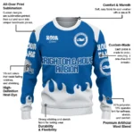 Personalized Brighton Hove Albion Flame Border Blue Sweater Best Selling