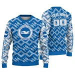 Personalized Brighton Hove Albion Lattice Gridwork Blue Sweater Best Selling