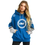 Personalized Brighton Hove Albion Striped Sleeves Blue Hoodie Best Selling