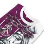 Personalized Burnley Jesus Tears Burgundy White Sweater Best Selling