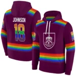 Personalized Burnley Rainbow Stripes Burgundy Hoodie Best Selling