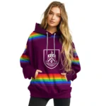 Personalized Burnley Rainbow Stripes Burgundy Hoodie Best Selling