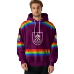 Personalized Burnley Rainbow Stripes Burgundy Hoodie Best Selling