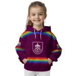 Personalized Burnley Rainbow Stripes Burgundy Hoodie Best Selling