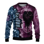 Personalized Burnley Skull Collage Burgundy Sweater Best Selling