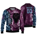 Personalized Burnley Skull Collage Burgundy Sweater Best Selling