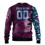 Personalized Burnley Skull Collage Burgundy Sweater Best Selling