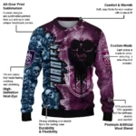 Personalized Burnley Skull Collage Burgundy Sweater Best Selling