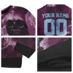 Personalized Burnley Skull Collage Burgundy Sweater Best Selling