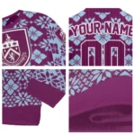 Personalized Burnley Snowflake Matrix Burgundy Sweater Best Selling