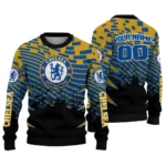 Personalized Chelsea Pixel Flow Royal Blue Black Sweater Best Selling