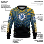 Personalized Chelsea Pixel Flow Royal Blue Black Sweater Best Selling