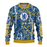 Personalized Chelsea Streak Overlay Royal Blue Sweater Best Selling