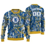 Personalized Chelsea Streak Overlay Royal Blue Sweater Best Selling