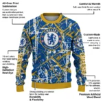 Personalized Chelsea Streak Overlay Royal Blue Sweater Best Selling