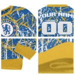 Personalized Chelsea Streak Overlay Royal Blue Sweater Best Selling