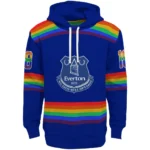 Personalized Everton Rainbow Stripes Royal Blue Hoodie Best Selling