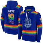 Personalized Everton Rainbow Stripes Royal Blue Hoodie Best Selling
