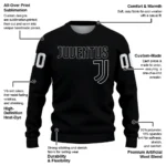Personalized Juventus Flame Outline Black Sweater Best Selling