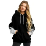 Personalized Juventus Striped Sleeves Black Hoodie Best Selling
