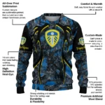 Personalized Leeds United Antlers Pattern Blue Black Sweater Best Selling