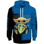 Personalized Leeds United Baby Yoda Blue Black Hoodie Best Selling