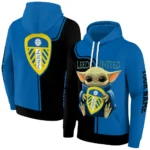 Personalized Leeds United Baby Yoda Blue Black Hoodie Best Selling