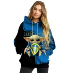 Personalized Leeds United Baby Yoda Blue Black Hoodie Best Selling