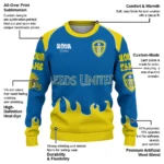 Personalized Leeds United Flame Border Blue Sweater Best Selling