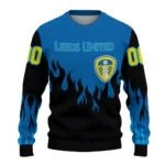 Personalized Leeds United Flame Outline Blue Black Sweater Best Selling