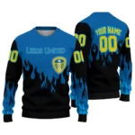 Personalized Leeds United Flame Outline Blue Black Sweater Best Selling