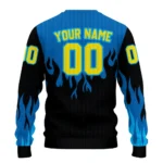 Personalized Leeds United Flame Outline Blue Black Sweater Best Selling