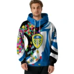 Personalized Leeds United Puzzle Pieces Blue Hoodie Best Selling