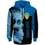 Personalized Leeds United Skull Motif Blue Black Hoodie Best Selling