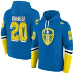 Personalized Leeds United Striped Sleeves Blue Hoodie Best Selling